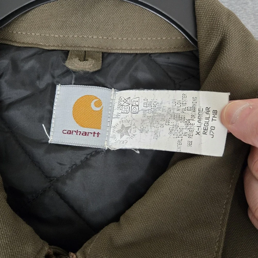 VTG Carhartt Jacket Men XL J70 TMB Brown Workwear Quilted Heavyweight Canvas USA